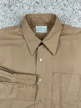 Vintage 1950s 60s Matt Andrews Mens Permanent Press Shirt Button Up Brown Japan